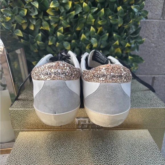Golden Goose Women's White and Gold Glitter Sneakers - Picture 7 of 11
